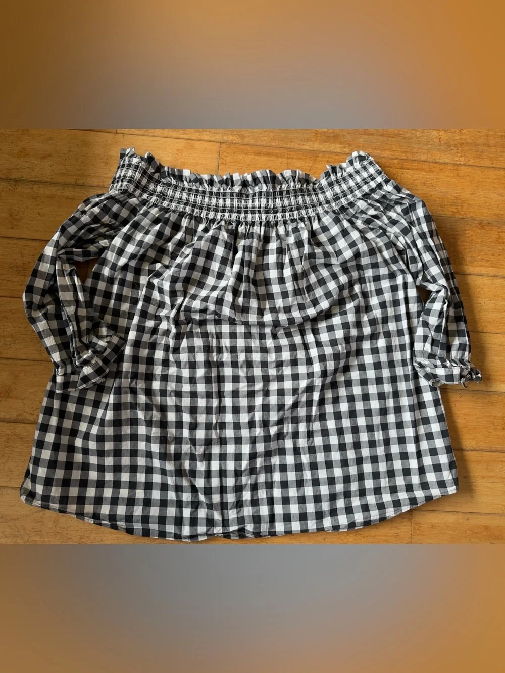 kate spade Black and White Gingham off the shoulder top